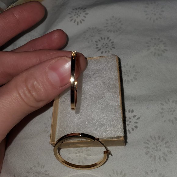 14k solid gold hoops - Picture 2 of 3